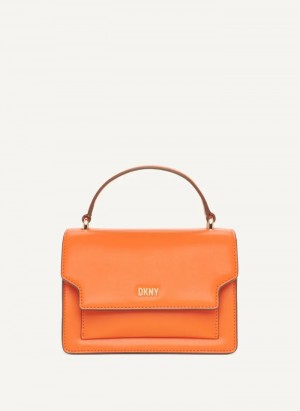 Orange Women's Dkny Millie Leather Top Handle Crossbody Bags | 284JTZMFR