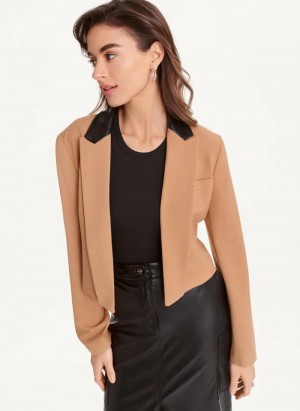 Pecan Women's Dkny Cropped Tailored Jacket | 649ARXIEW