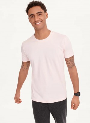 Pink Men's Dkny Cotton Poly Pique T Shirts | 843LJDMAR