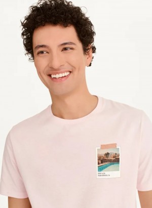 Pink Men's Dkny Polaroid Pic T Shirts | 984YOCIVE