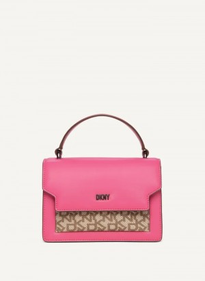 Pink Women's Dkny Millie Leather Top Handle Crossbody Bags | 194ECUKPQ