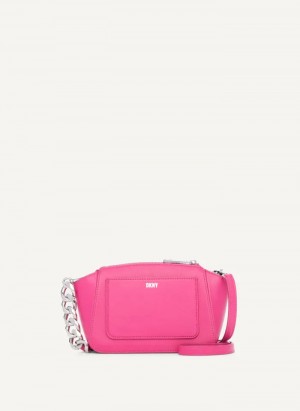 Pink Women's Dkny Mini Dome Crossbody Bags | 347MNAXQG
