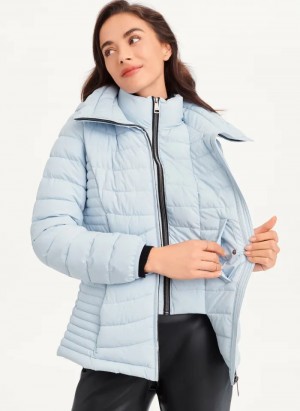 Powder Blue Women's Dkny Packable Jacket | 493GMVJYX