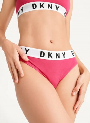 Red Women's Dkny Cozy BF Thong Bikinis | 138FQCNHS