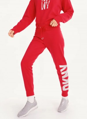 Red Women's Dkny Exploded Logo Jogger Pants | 134LDIPFV