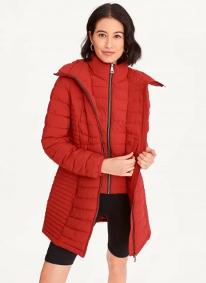 Red Women's Dkny Packable Vestie Walker Jacket | 278EIPJWO