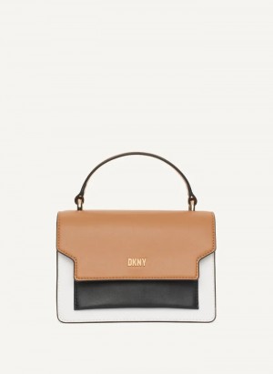 White/Multi Women's Dkny Millie Leather Top Handle Crossbody Bags | 568QKHDJL