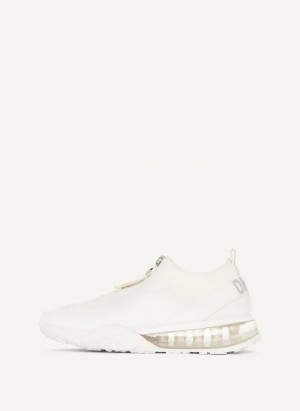 White/Silver Women's Dkny Kadia Sneakers | 584YIWKPT
