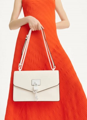 White/White Women's Dkny Elissa Large Shoulder Bag | 128MHFKQE