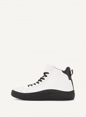 White Men's Dkny Plain Hi Top Sneakers | 179JUKDML