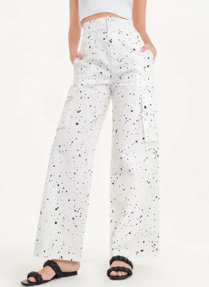 White Multi Women's Dkny Splatter Print Pants | 167VANBMS