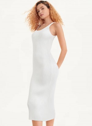 White Women's Dkny Back Strap Midi Dress | 250PREWZF