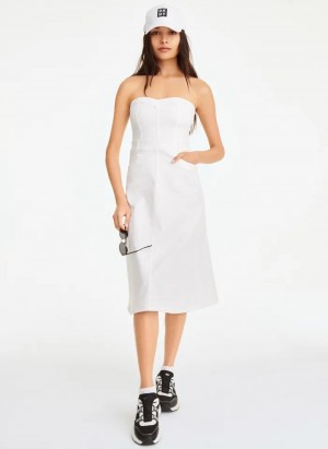 White Women's Dkny Corset Dress | 750FBTYQP