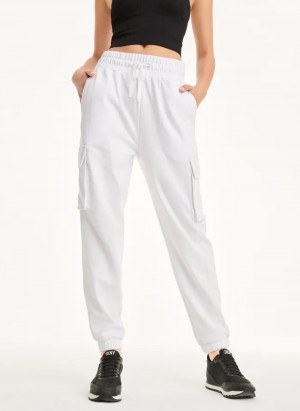 White Women's Dkny Cotton Jersey Cargo Jogger Pants | 127SOXTVL