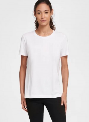White Women's Dkny Essential T Shirts | 281YZEIDL