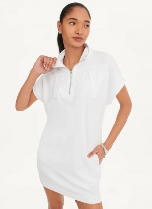 White Women's Dkny Exploded Applique Logo Dress | 906ZDECAM