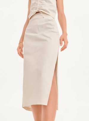 White Women's Dkny Long Skirt | 492NCQWIE
