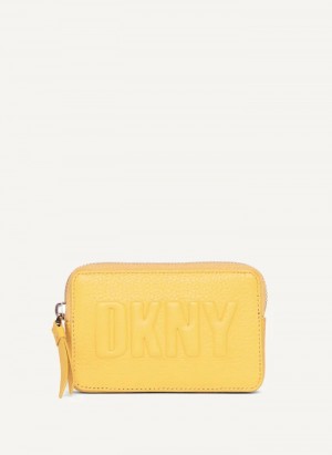 Yellow Women's Dkny Keyfob Raised Logo Card Case | 384ZKFRQL