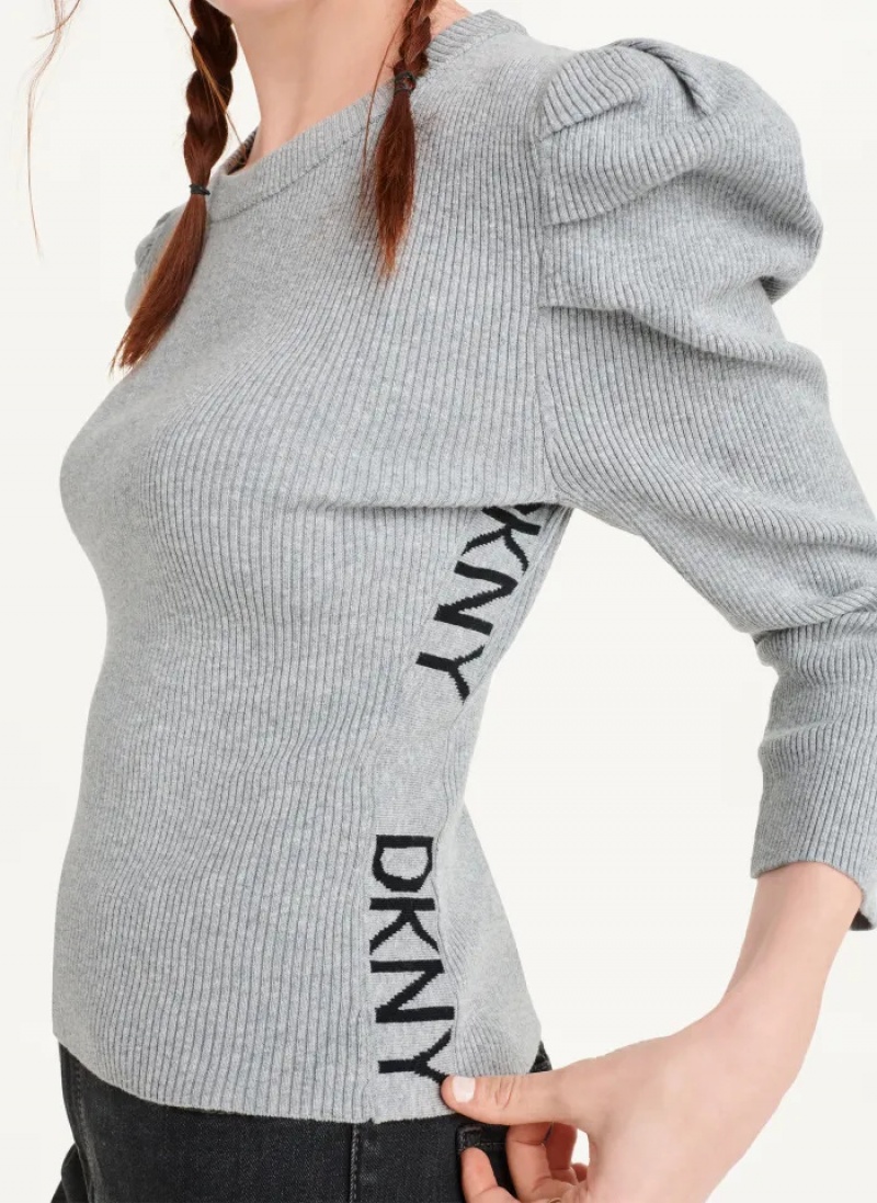 Avenue Grey Women's Dkny Puff Sleeve Sweaters | 394MFQWVK
