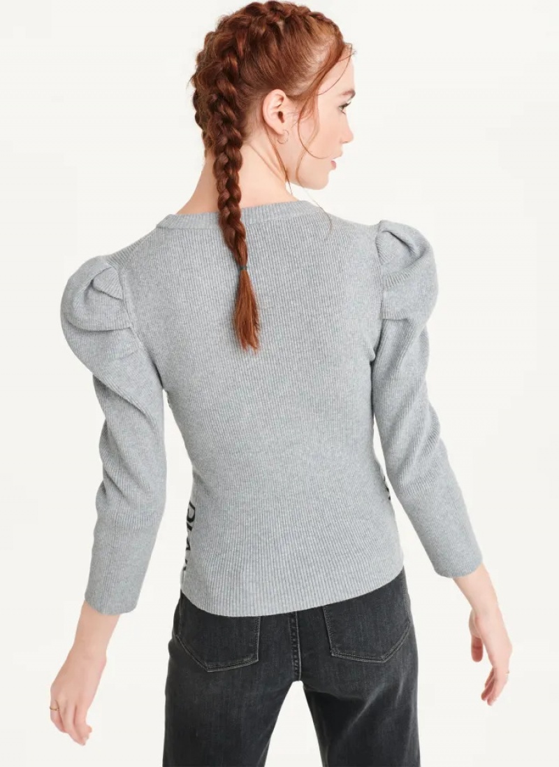 Avenue Grey Women's Dkny Puff Sleeve Sweaters | 394MFQWVK