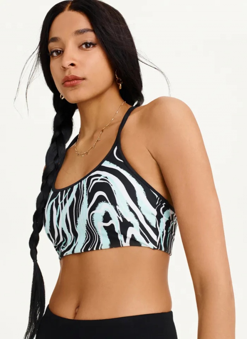Beach Women\'s Dkny Marble Swirl Print Strappy Sports Bra | 361XWQOFS