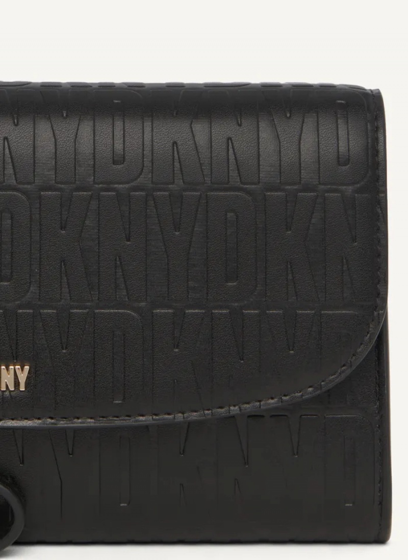 Black/Gold Women's Dkny Sydney Wallet | 597MTUCFV