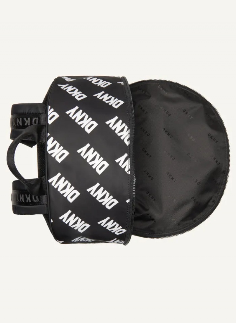 Black/White Men's Dkny All Over Logo Backpack | 578KOMETC