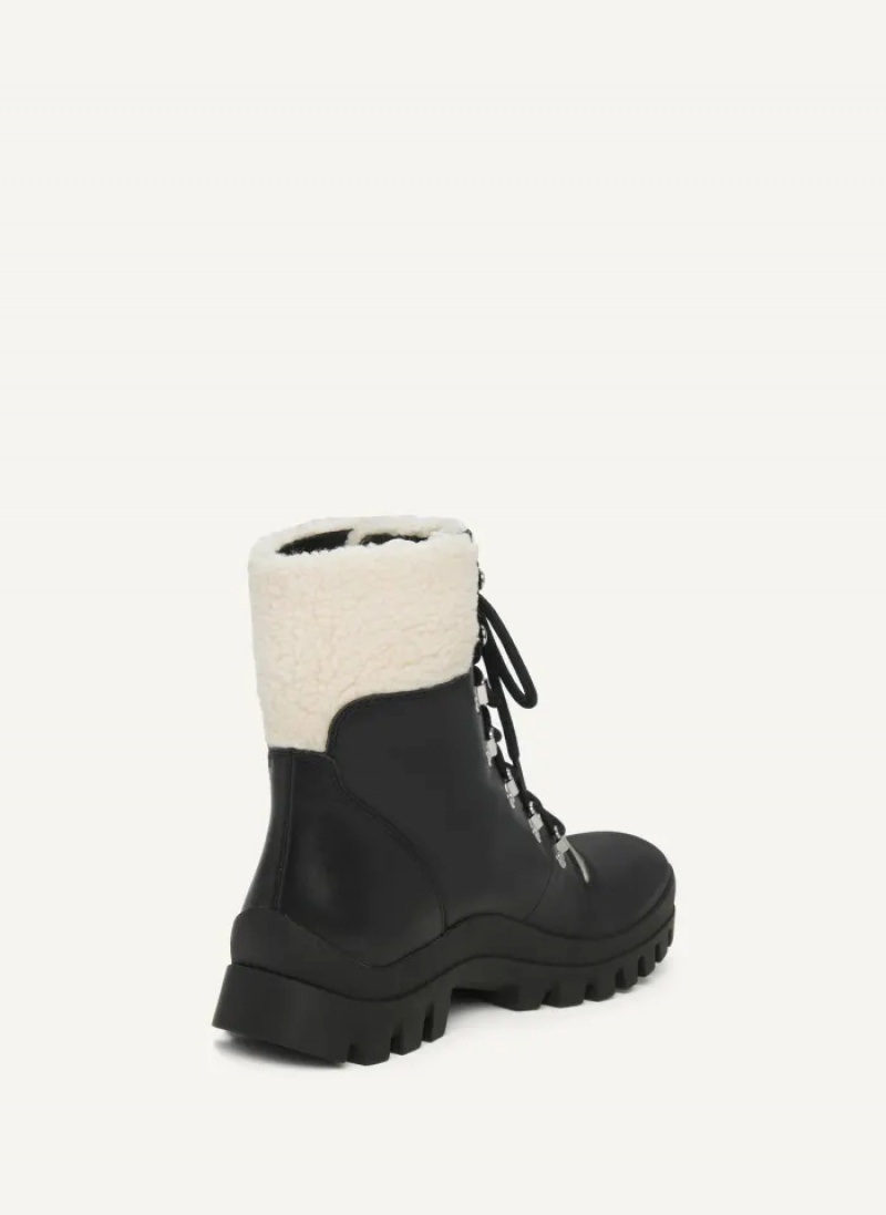 Black/White Women's Dkny Shearling Ski Boots | 139INCQXW