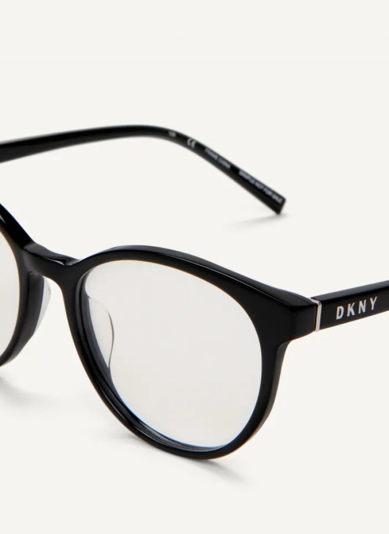 Black Accessories Dkny Round Glasses | 581KBCJGP