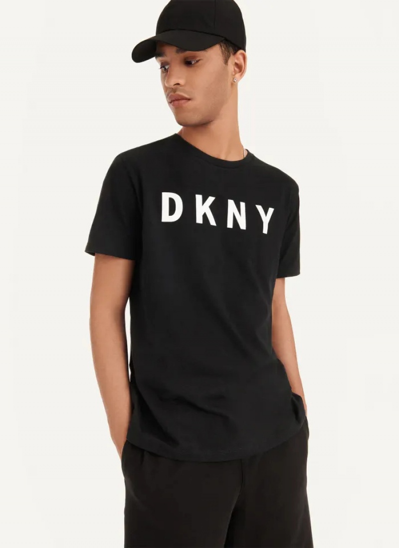 Black Men's Dkny Classic Logo T Shirts | 125WMTBVJ