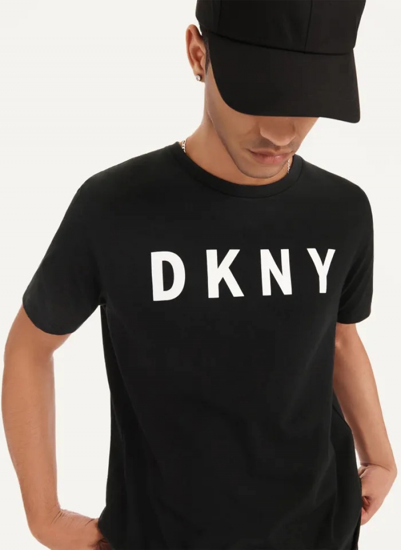 Black Men's Dkny Classic Logo T Shirts | 125WMTBVJ