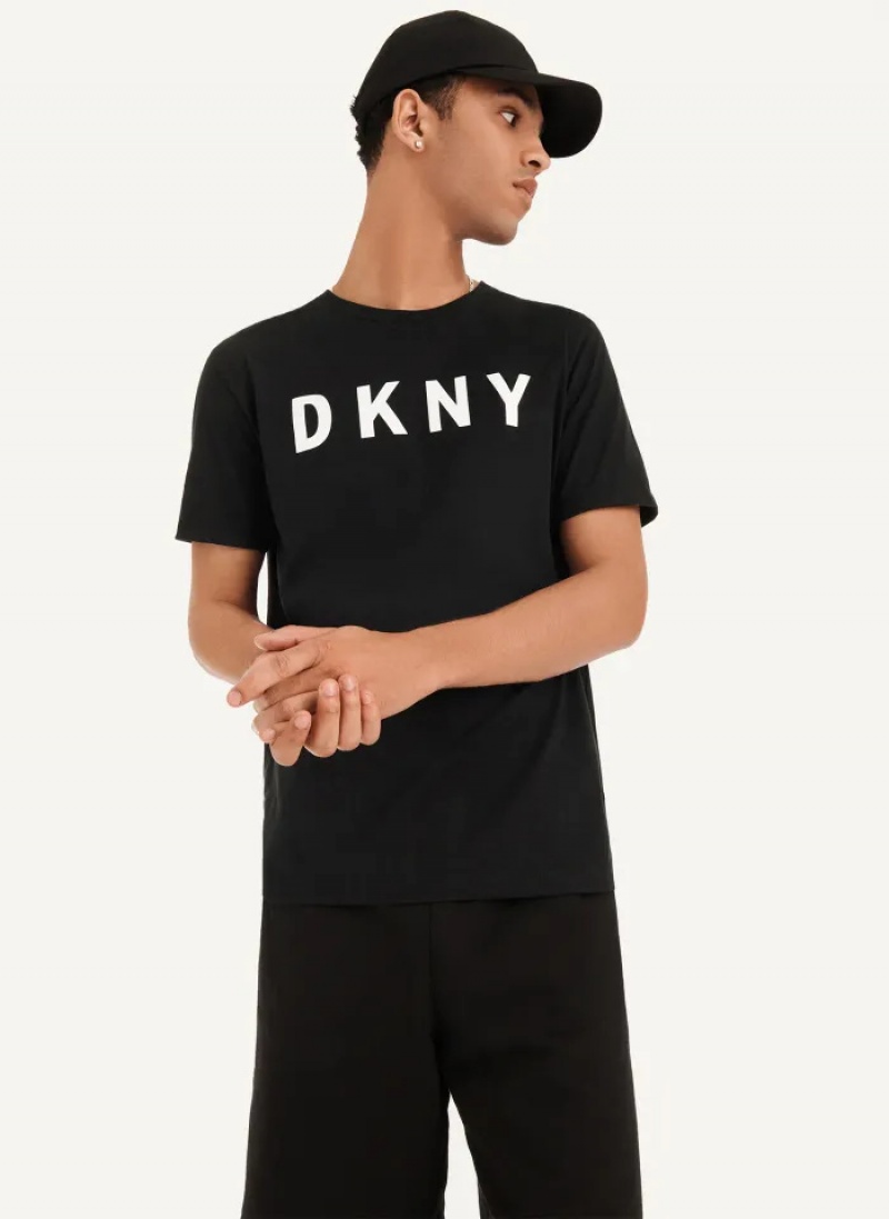 Black Men\'s Dkny Classic Logo T Shirts | 125WMTBVJ