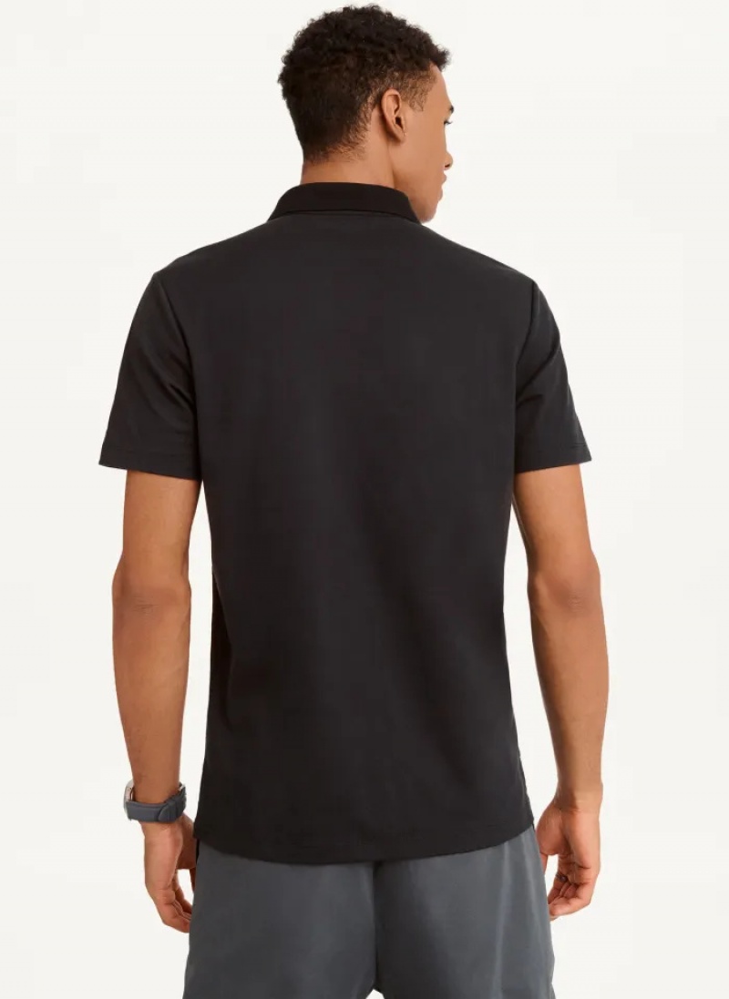 Black Men's Dkny Core Pima Cotton Pique Polo Shirts | 289ZHSLJM