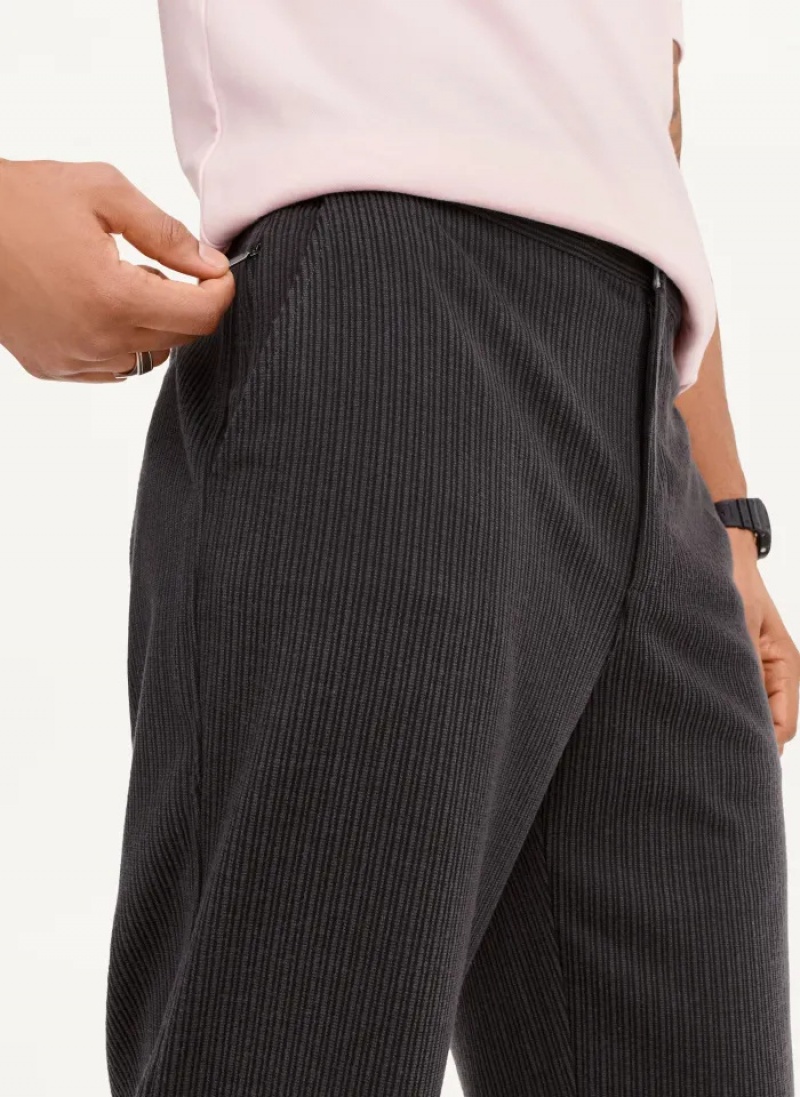 Black Men's Dkny Knit Texture Pants | 738GFOQNE