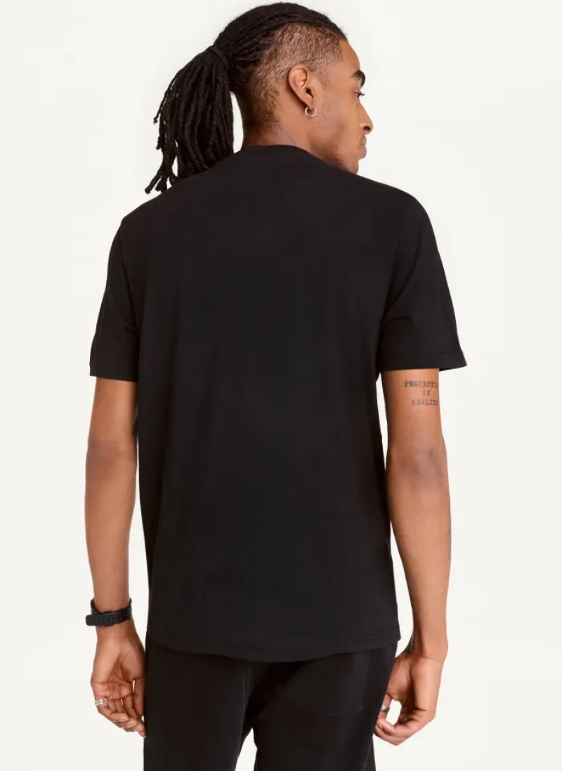 Black Men's Dkny Left Chest Logo T Shirts | 319OQESIZ