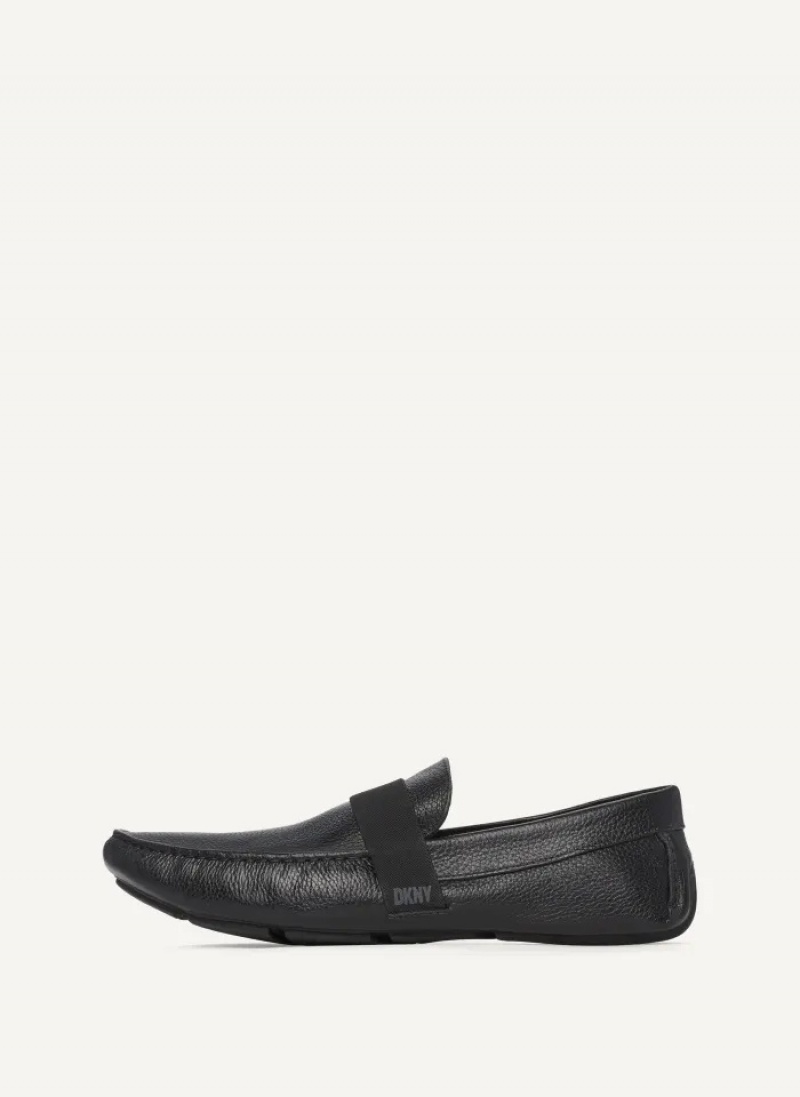 Black Men\'s Dkny Modern Strap Drivers Shoes | 023FPHCIV