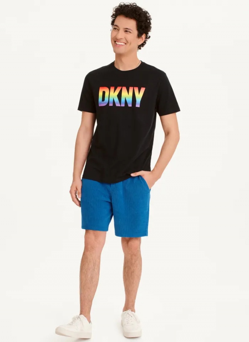 Black Men's Dkny Pride T Shirts | 821IZTVLG
