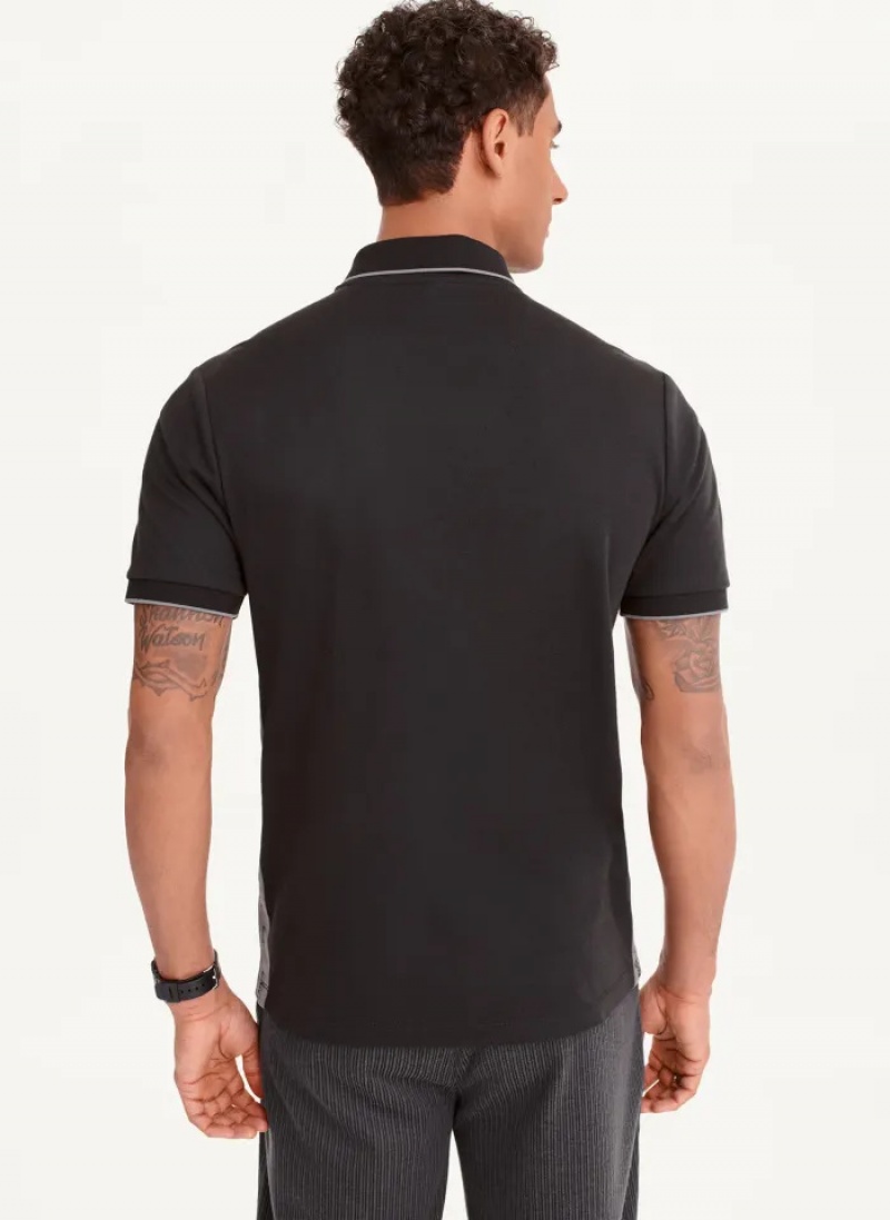 Black Men's Dkny Quarter Zip Sport Polo Shirts | 276JZUOKQ