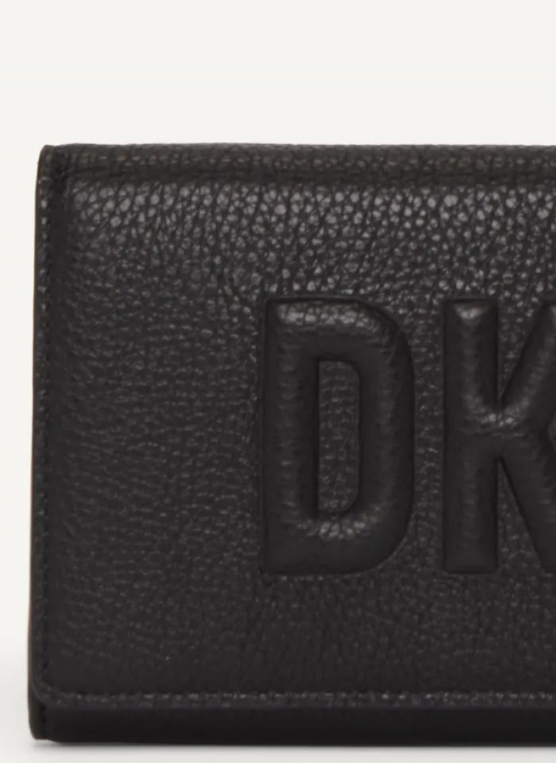 Black Women's Dkny Continental Raised Logo Wallet | 724HOMTNX