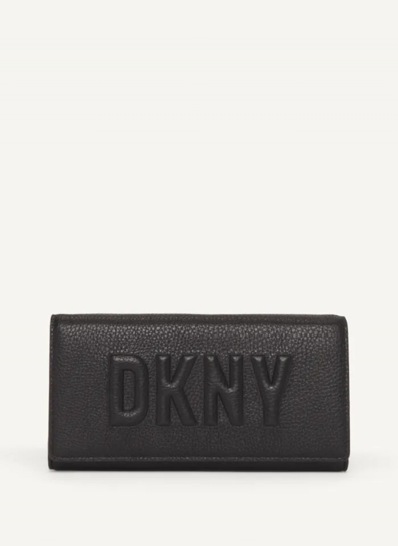 Black Women\'s Dkny Continental Raised Logo Wallet | 724HOMTNX