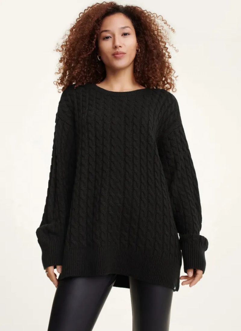 Black Women's Dkny Cozy Cable Knit And Leg Warmers Sweaters | 325WLHVRF