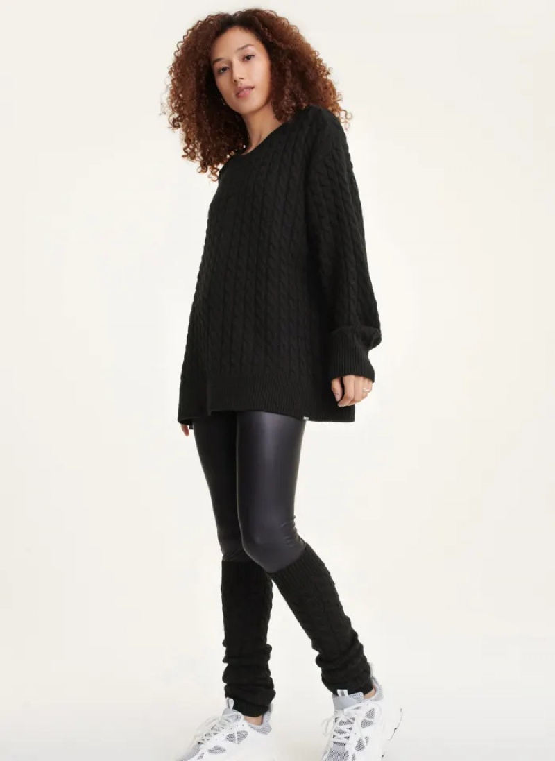 Black Women\'s Dkny Cozy Cable Knit And Leg Warmers Sweaters | 325WLHVRF