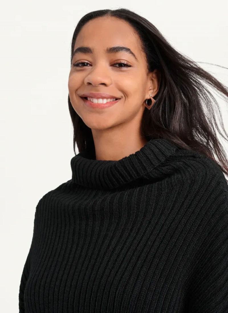 Black Women's Dkny Cropped Turtleneck Sweaters | 845ZXWIVE