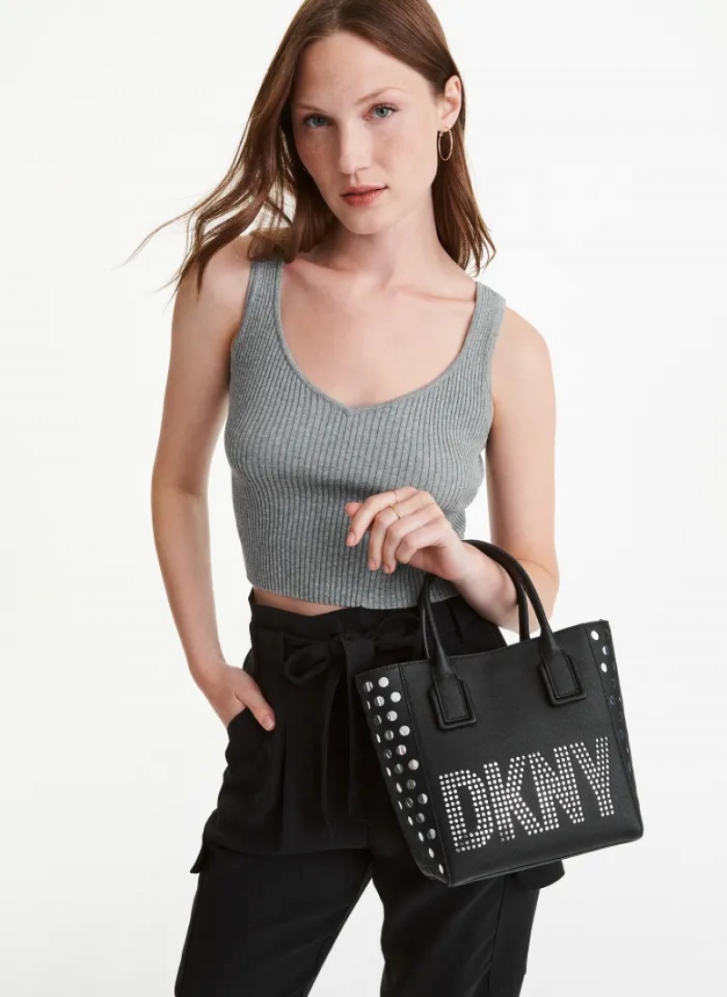 Black Women's Dkny Essex Saffiano Small Tote Bags | 045VKTPIZ