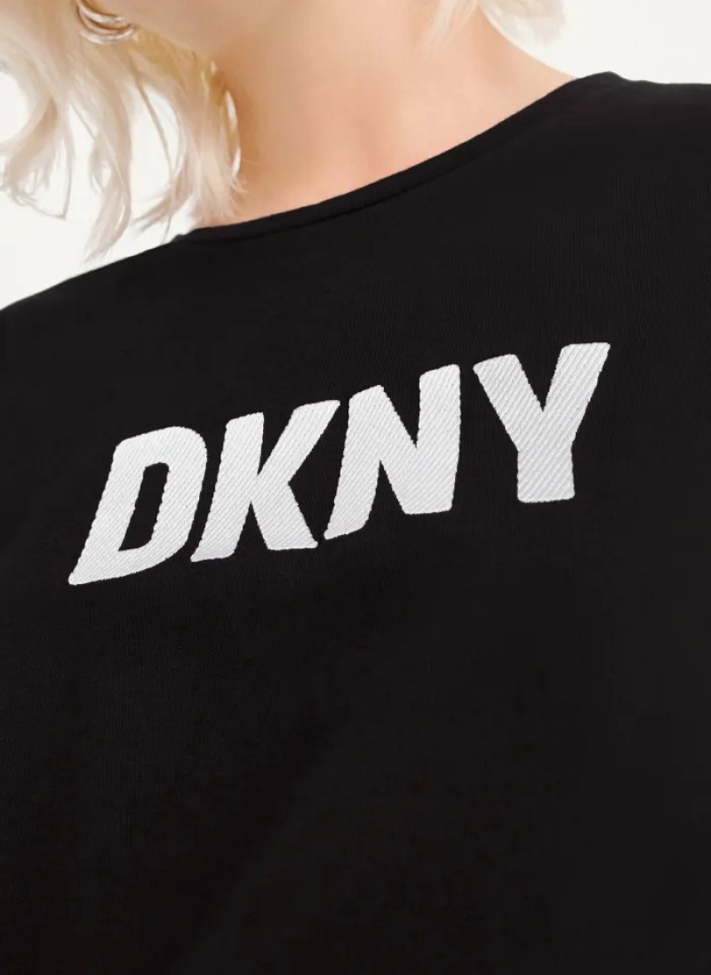 Black Women's Dkny Foundation Logo T Shirts | 456BSZQAO