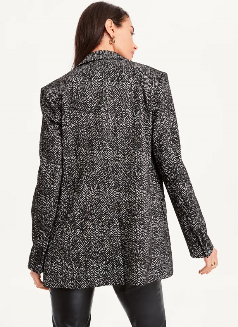 Black Women's Dkny Long Sleeve Trim Tailored Jacket | 358QCINEY