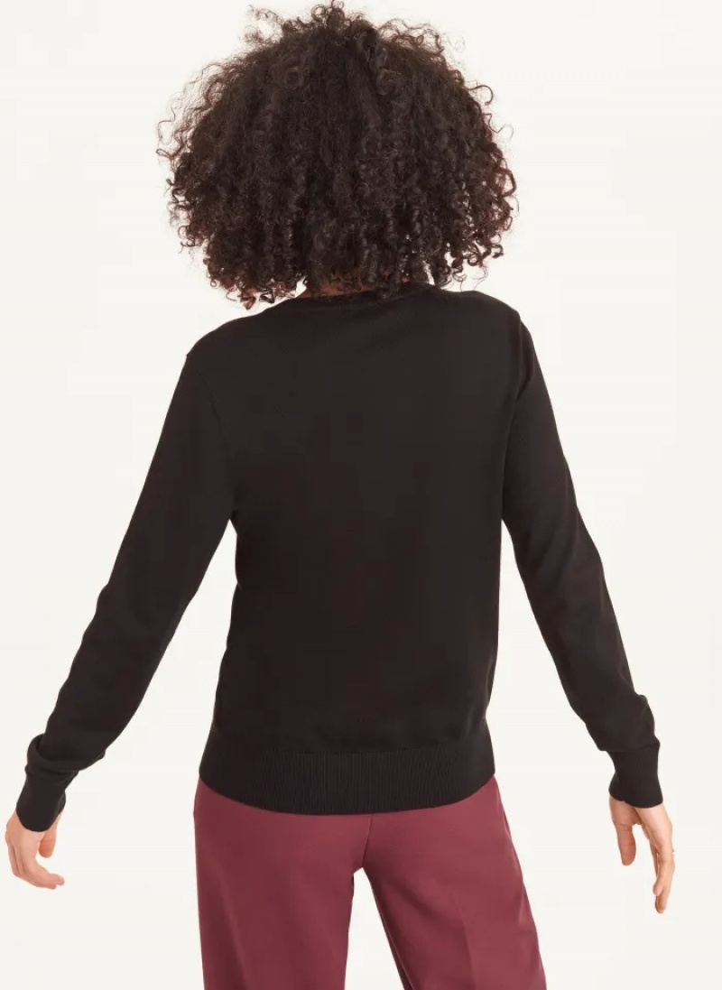 Black Women's Dkny Long Sleeve Zebra Stripe Sweaters | 815AMISYJ