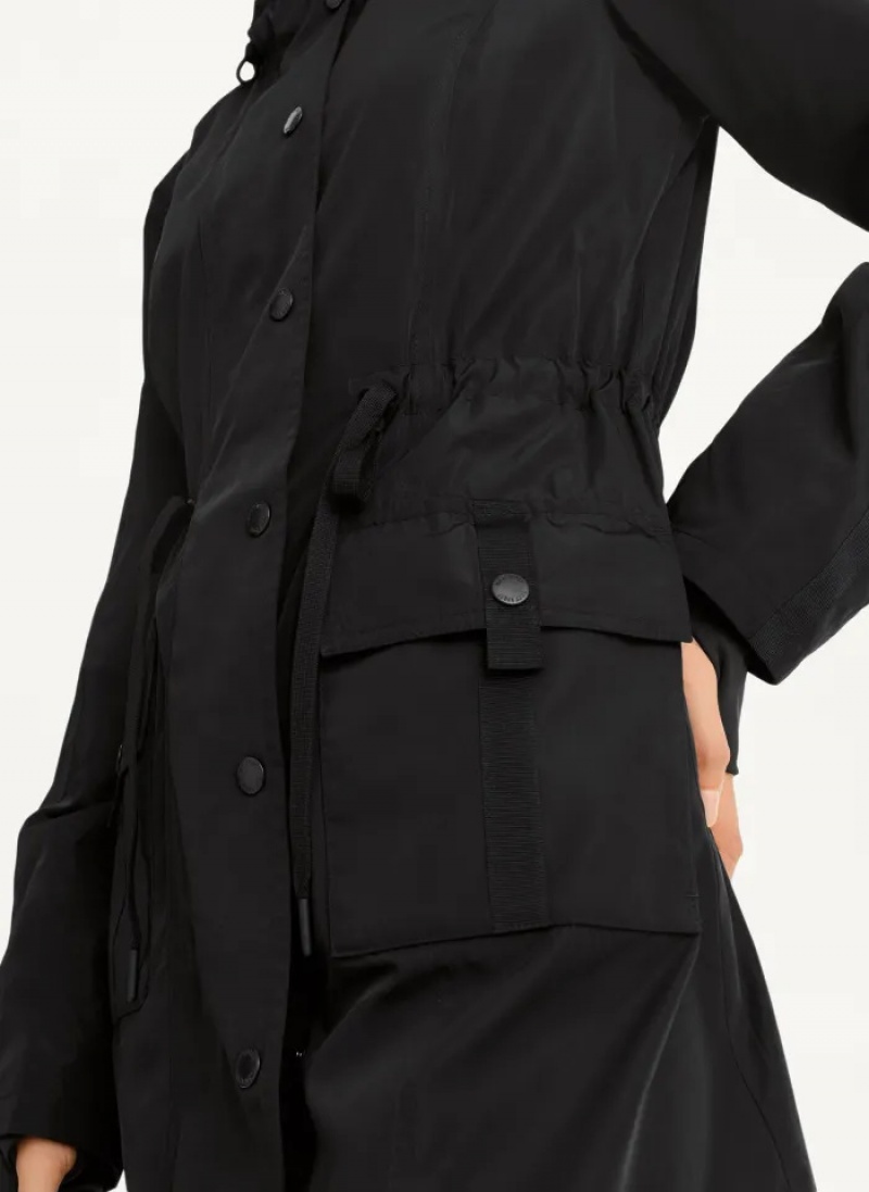 Black Women's Dkny Longline W/ Cargo Pockets Jacket | 213BLCWZX