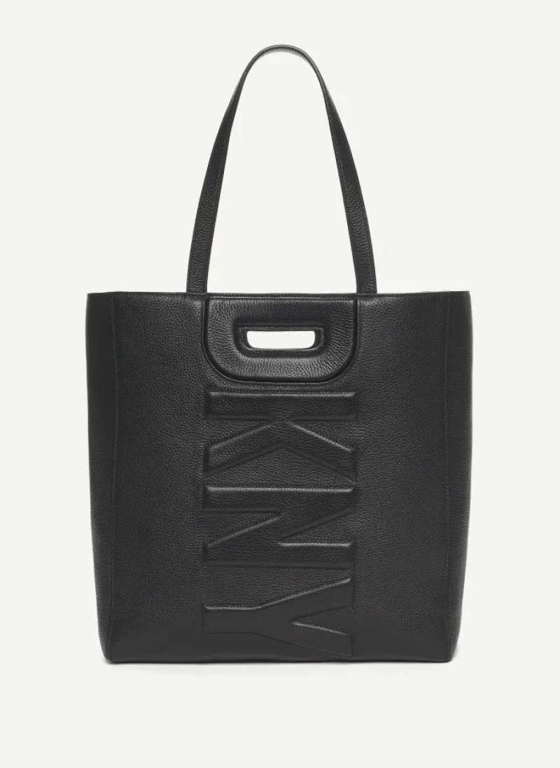 Black Women\'s Dkny Metro Leather Editorial Tote Bags | 940XDESGQ