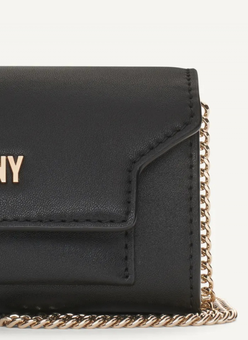 Black Women's Dkny Millie Micro Leather Flap Crossbody Bags | 846GAXMOK